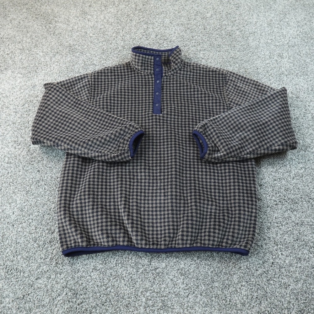 VTG Lands End Sweatshirt Womens M Blue Gray Fleece Pullover Sweater 90s Y2K USA